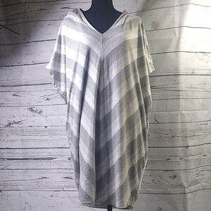 #486 Bella Luxx Gray-On-Gray Stripe Oversized Stretch Dress szL